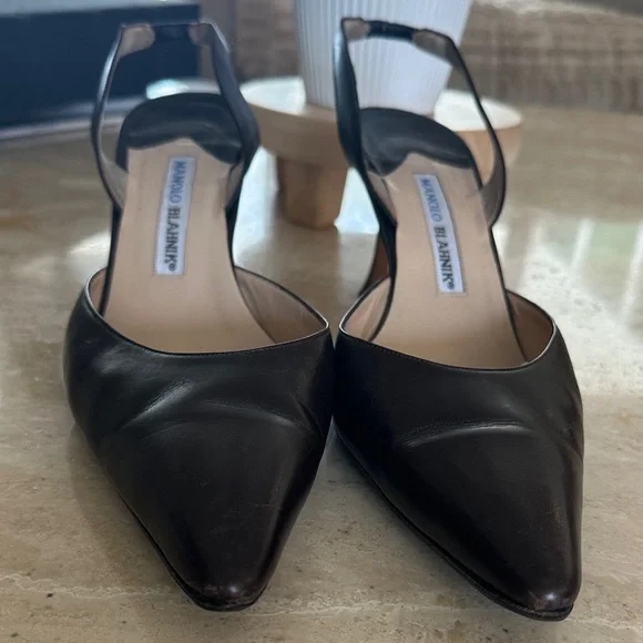 Manolo Blahnik Brown Pointed Toe Heels - Picture 5 of 5